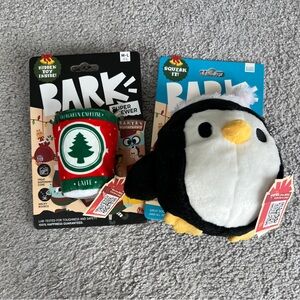 Bark Festive Penguin and Coffee Cup Dog Toys - Black, White, Red